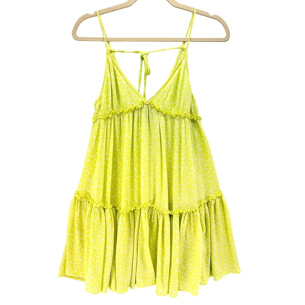 Minion Yellow Babydoll Mini Dress XS Summer Cottagecore Rayon Breezy Banana Glam